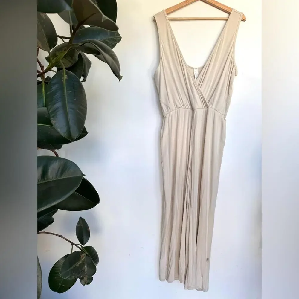 Lululemon Cropped Wide-Leg Ribbed Jumpsuit - Natural Ivory - 12